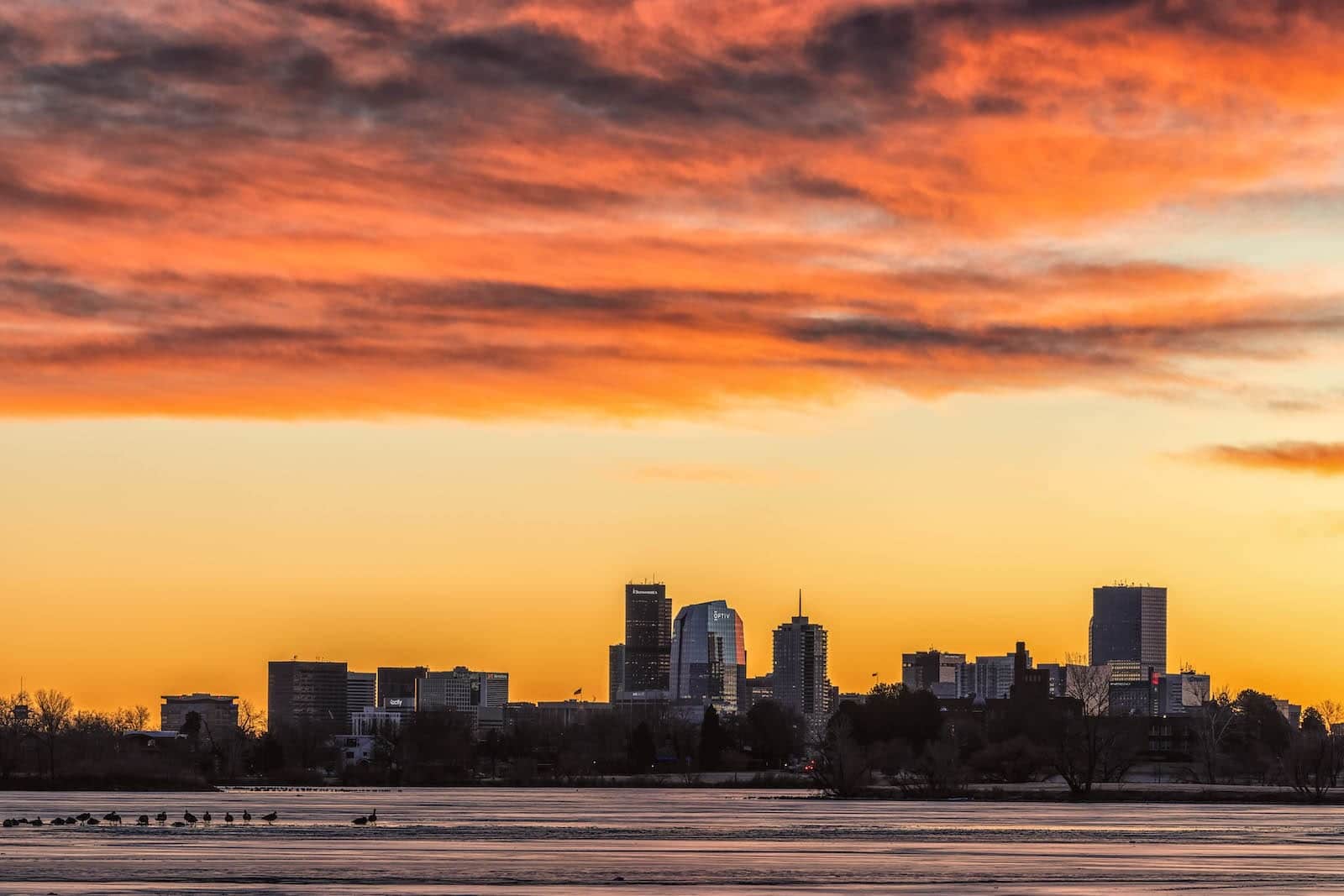 Sloan's Lake Denver Skyline Winter