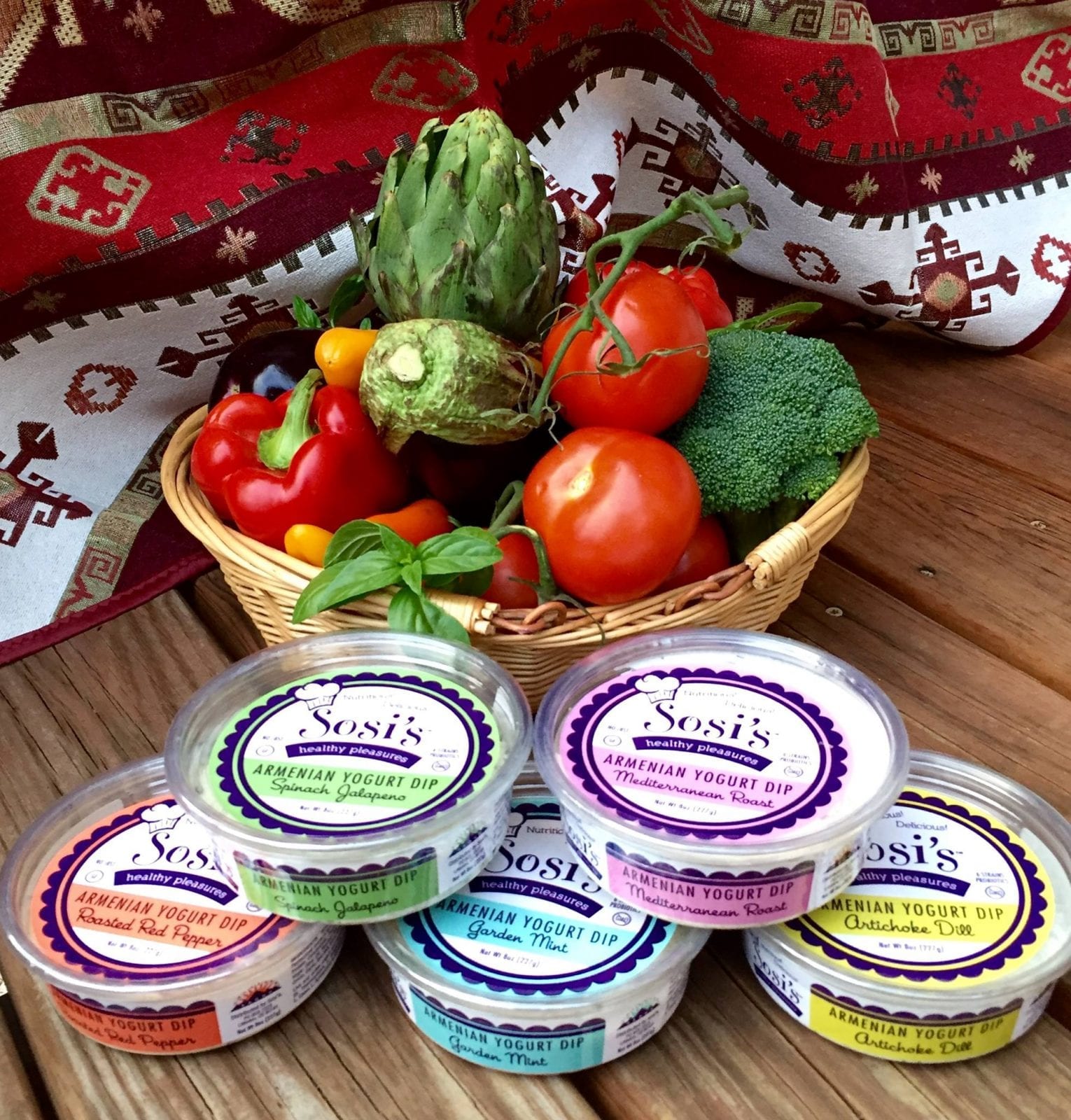 Image of 5 flavors of Sosi's Healthy Pleasures Armenian Yogurt Dip