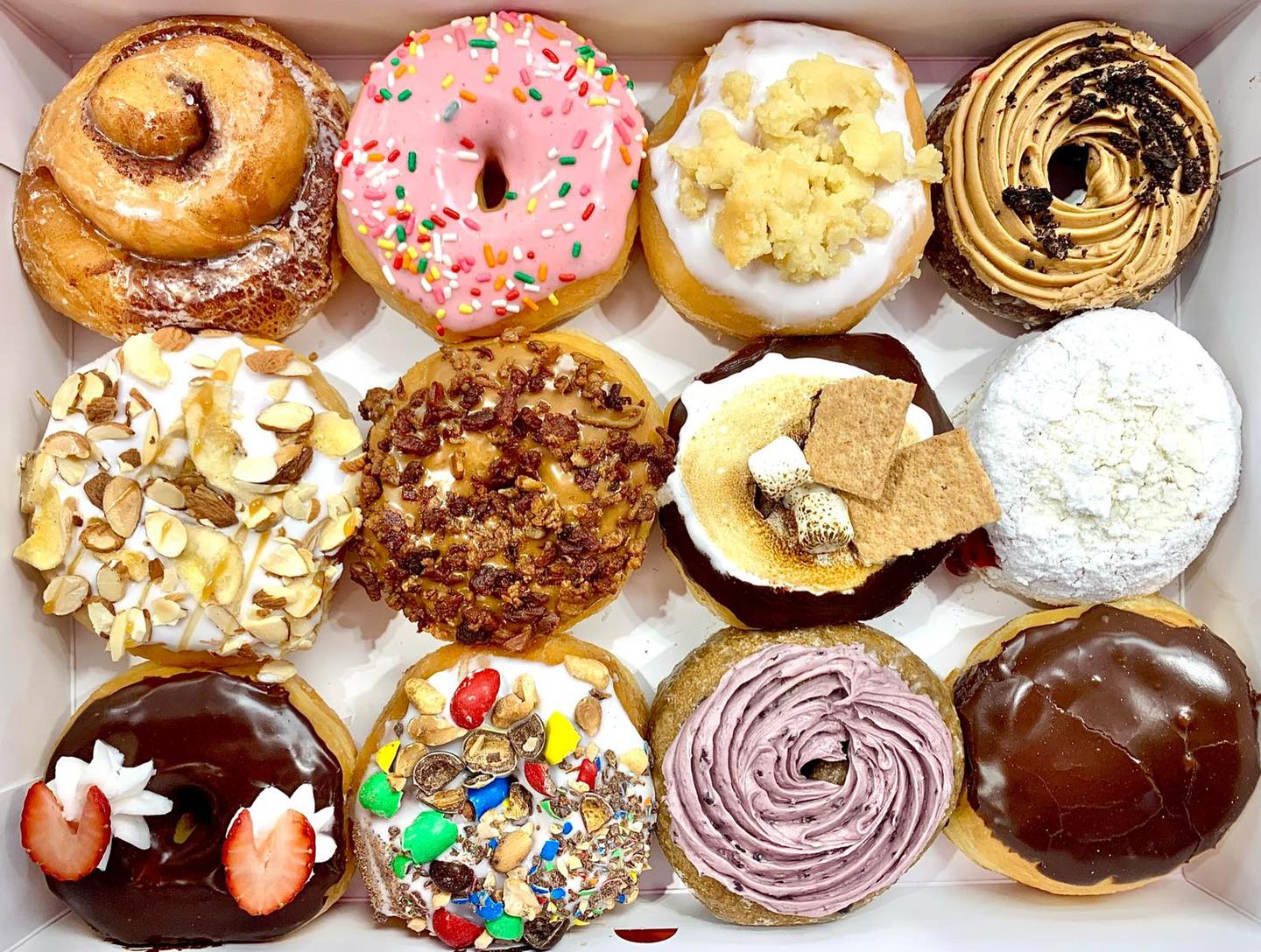 Image of a box of a dozen donuts from Amy's Donuts in Colorado Springs, CO