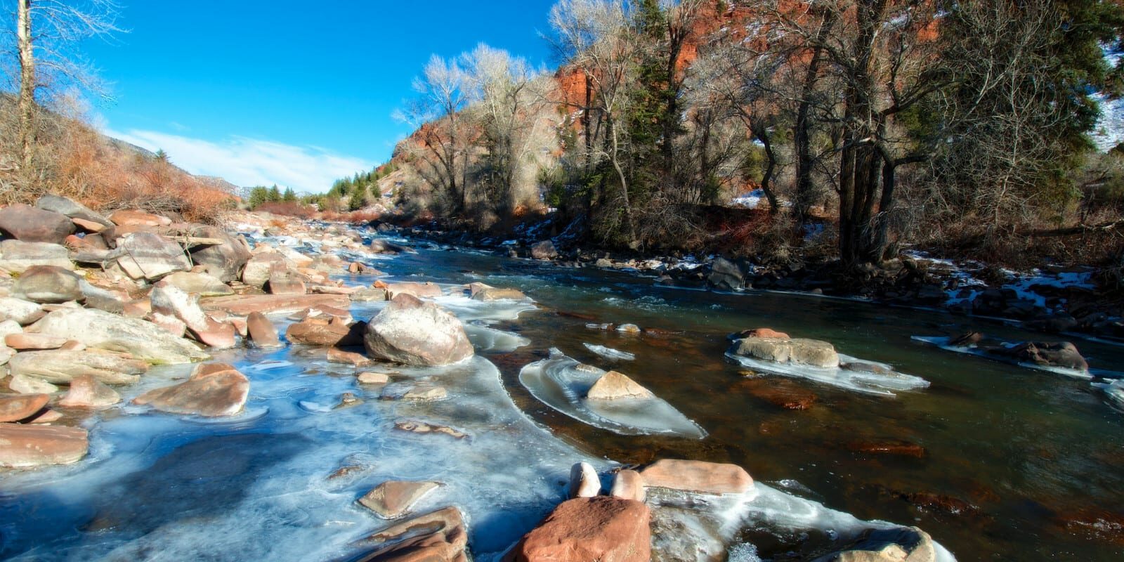 Image of the Eagle River in Colorado during winter