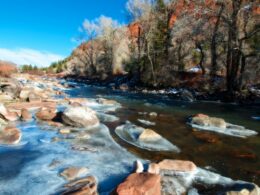 Image of the Eagle River in Colorado during winter