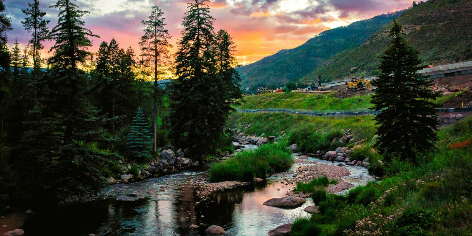 Image of Gore Creek at sunset