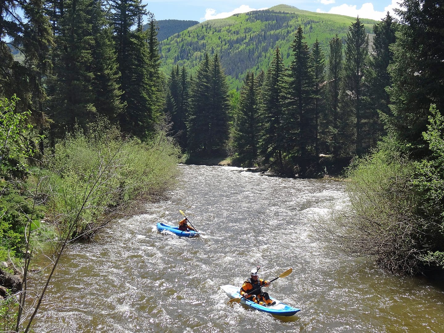 Image of kayakers on Gore Creek in Colorado near Vail