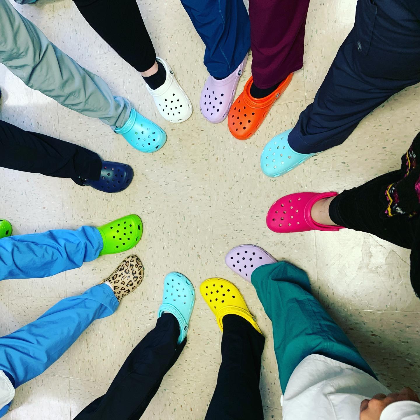 Image of nurses and doctors wearing crocs