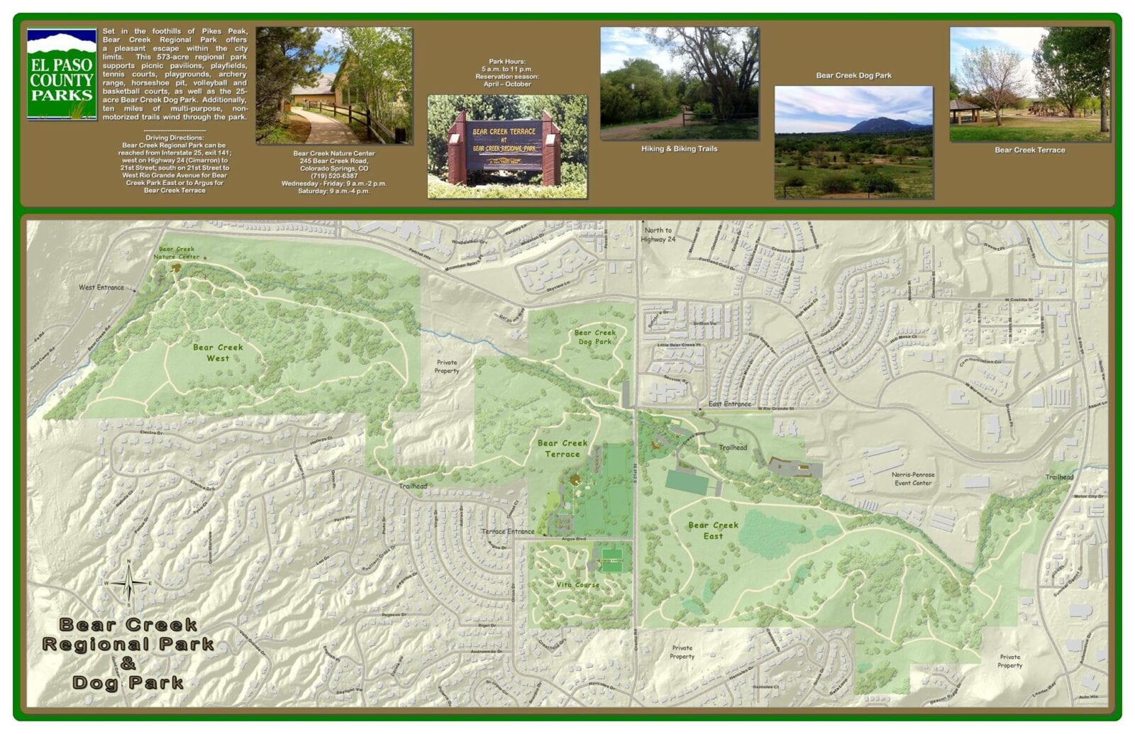 Image of the Bear Creek Regional Park & Dog Park map in Colorado Springs, Colorado