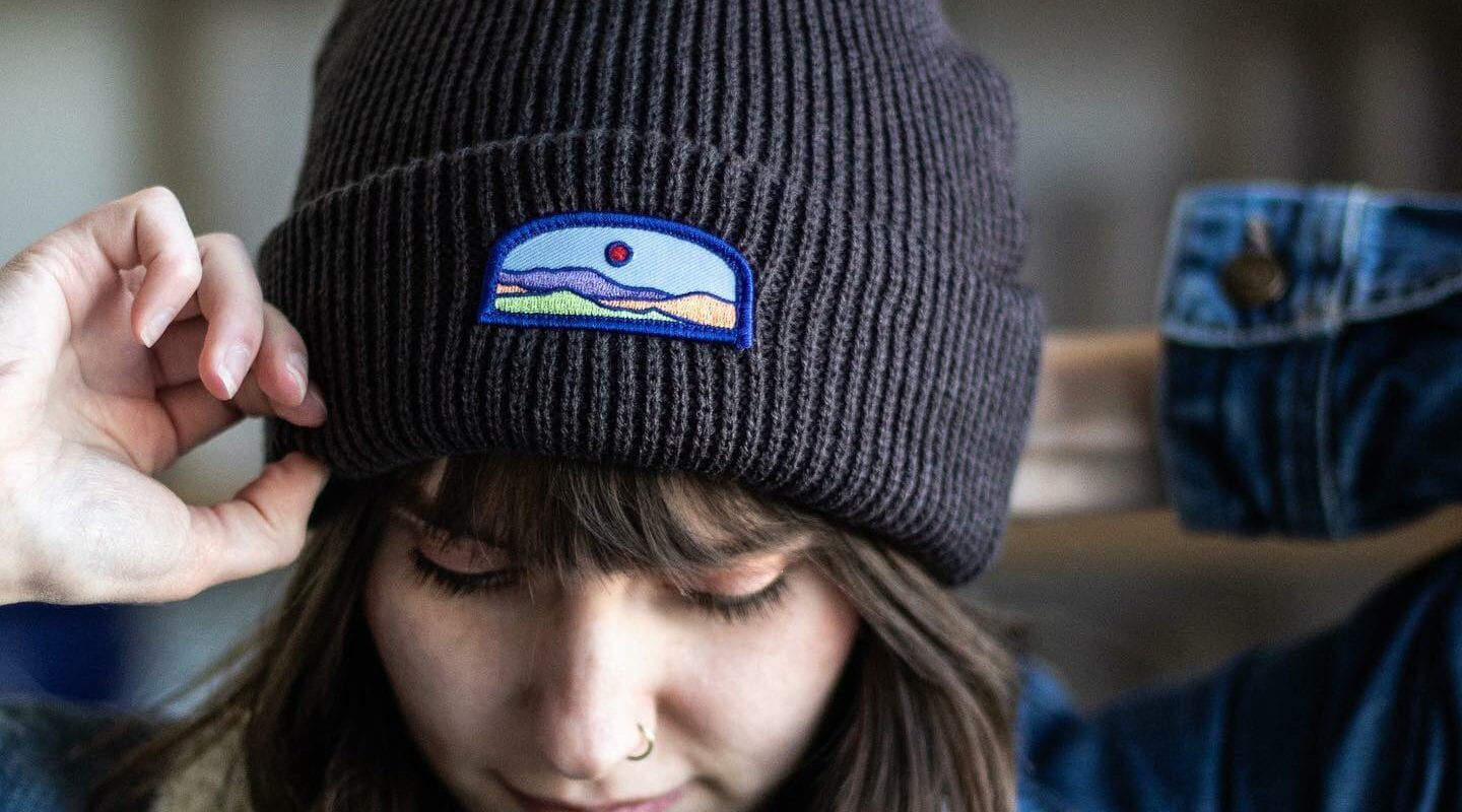 Image of a girl wearing a Callahan Beanie