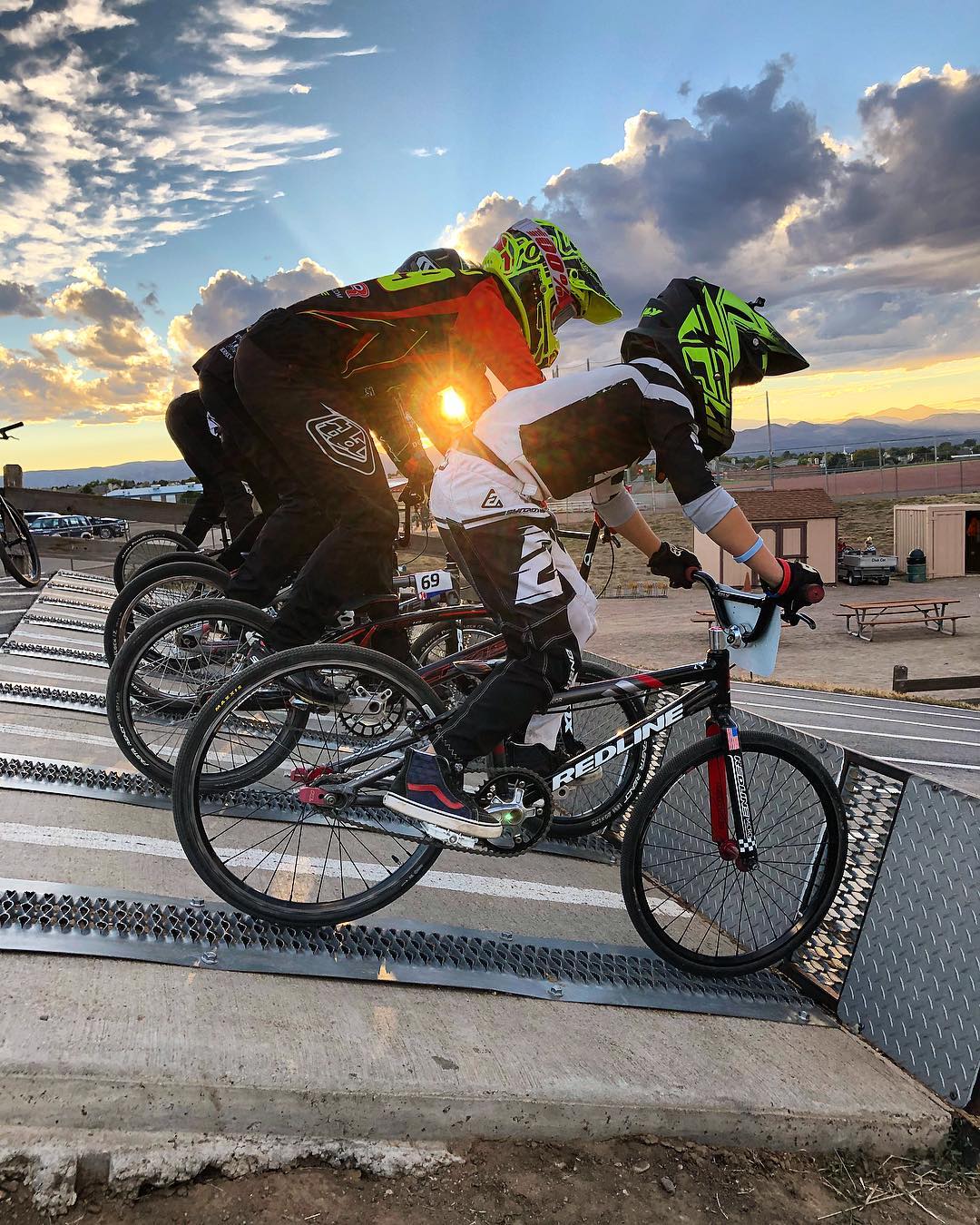 Image of BMX bikers at the County Line BMX at David A Lorenz Park in Highlands Ranch, Colorado