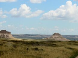 Image of Pawnee Buttes in Colorado on a partially cloudy day