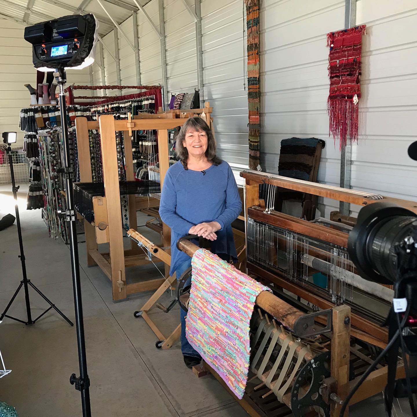 Image of the owner being interview at Phoenix Fiber Mill in Olney Springs, Colorado