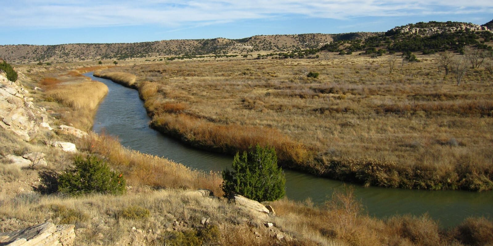 Image of the Purgatoire River flowing through the plains