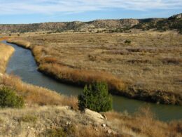 Image of the Purgatoire River flowing through the plains