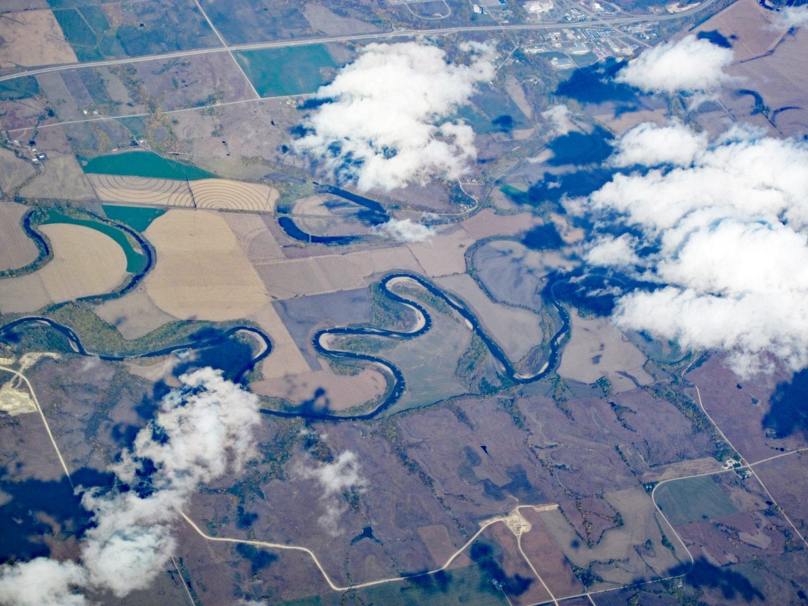 Image from the sky looking down the the Smoky Hill River in Colorado