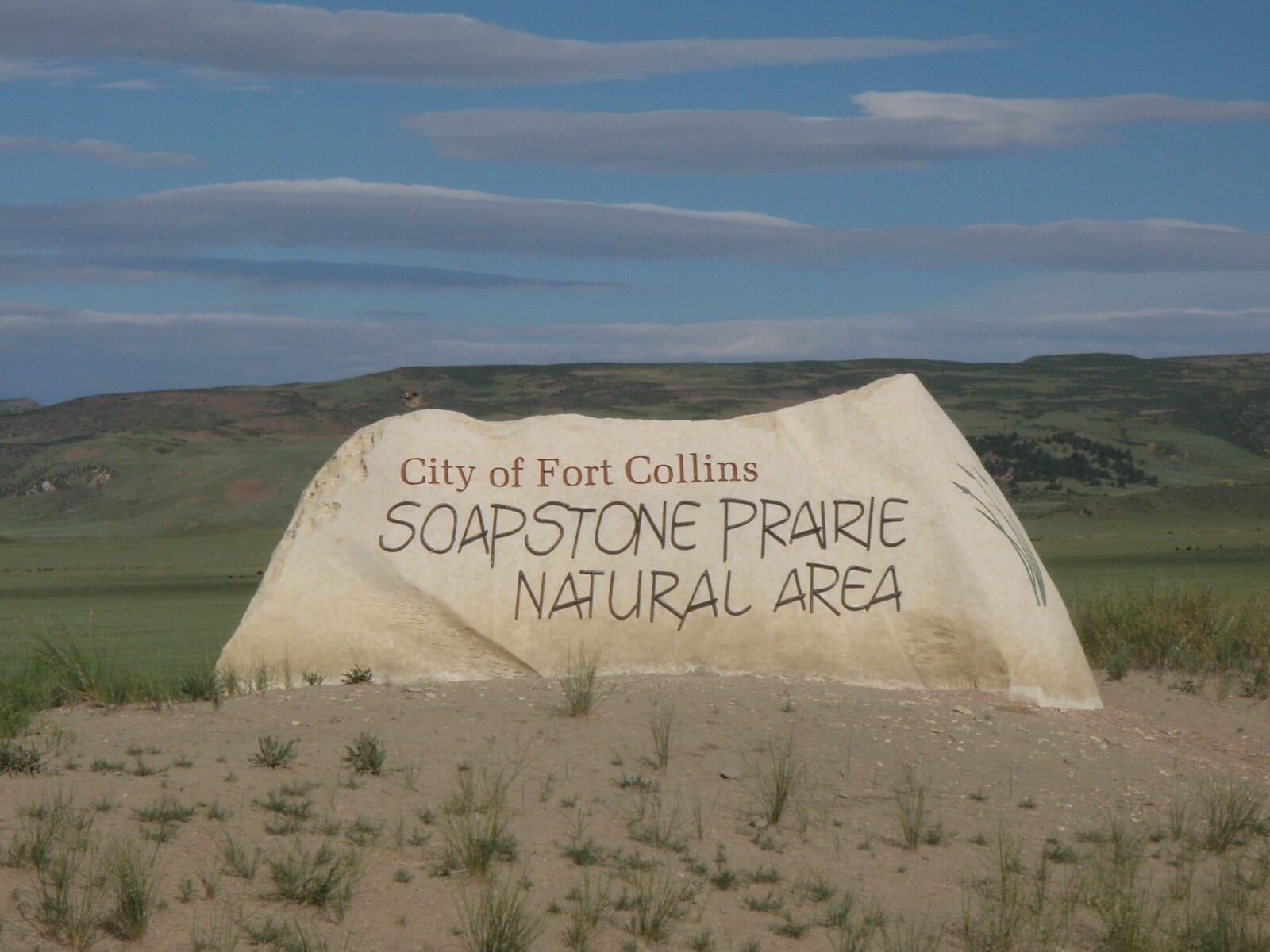 Image of the rock sign at Soapstone Prairie Natural Area in Fort Collings, Colorado