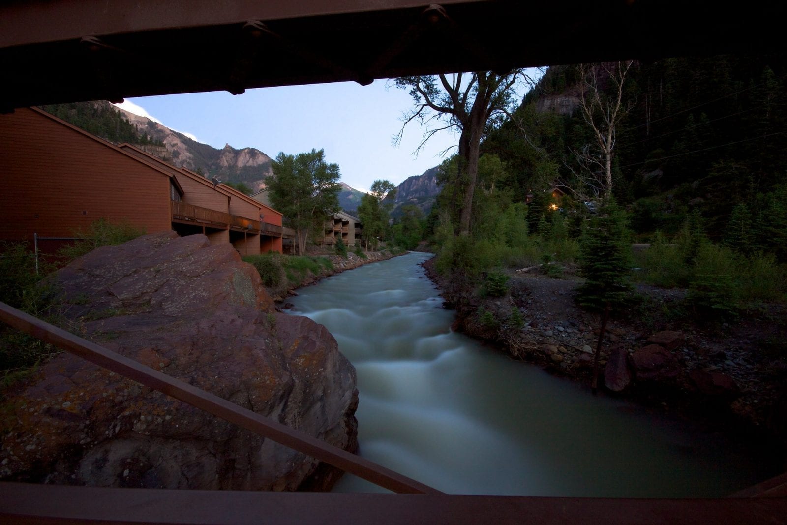 Image of the Uncompaghre River passing under a bridge