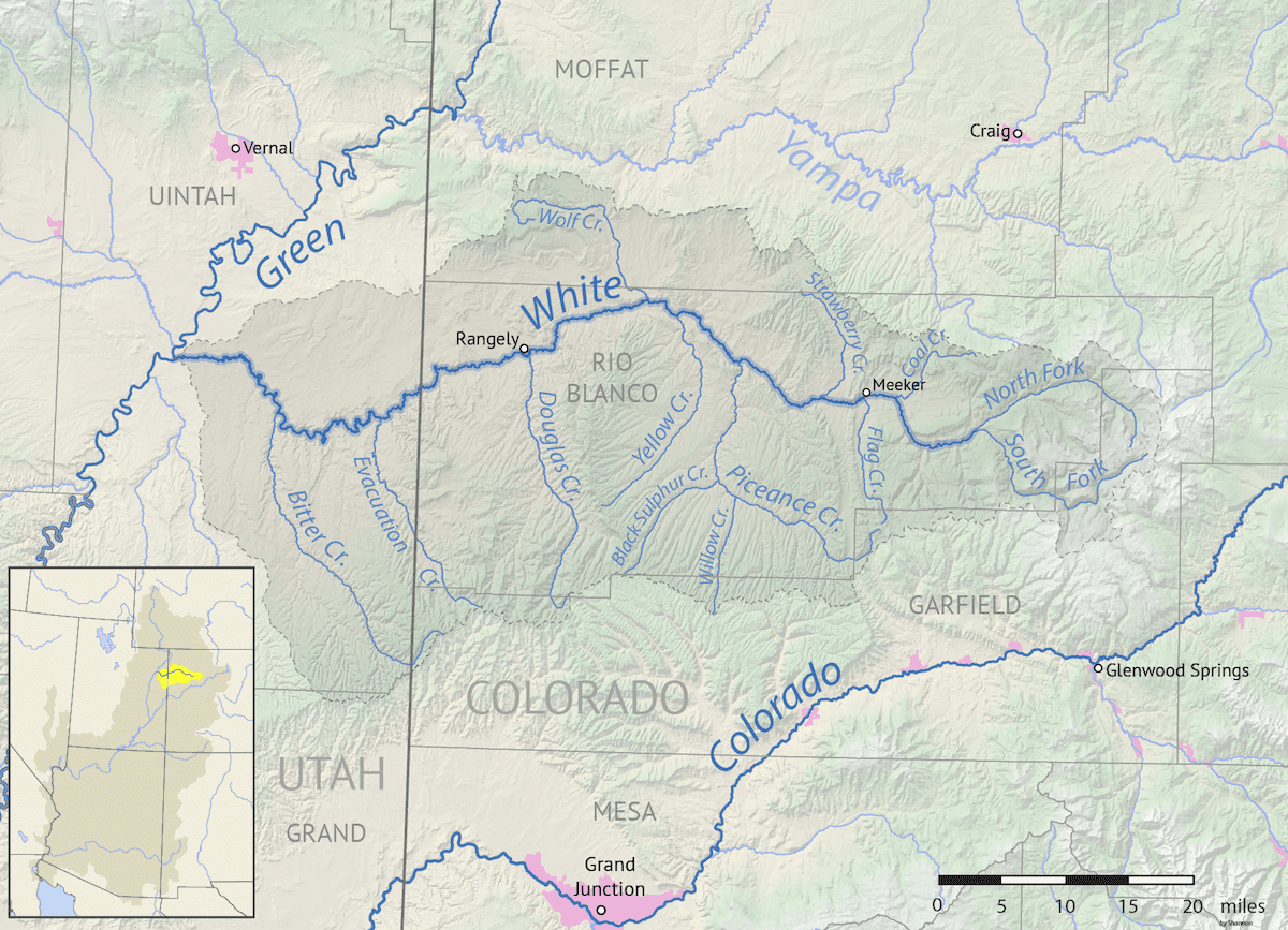 Image of the White River River basin map that flows through Utah and Colorado