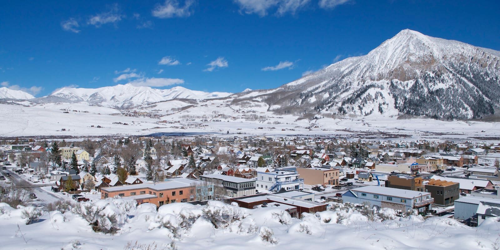 Crested Butte Town and Mountain in Winter