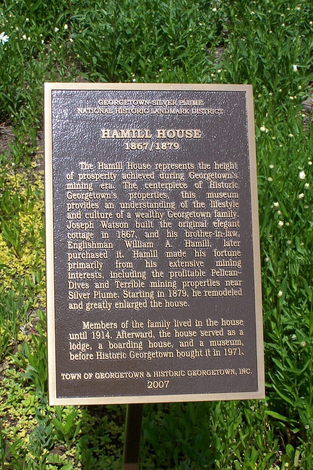 Image of the history sign at the Hamill House Museum in Georgetown, Colorado