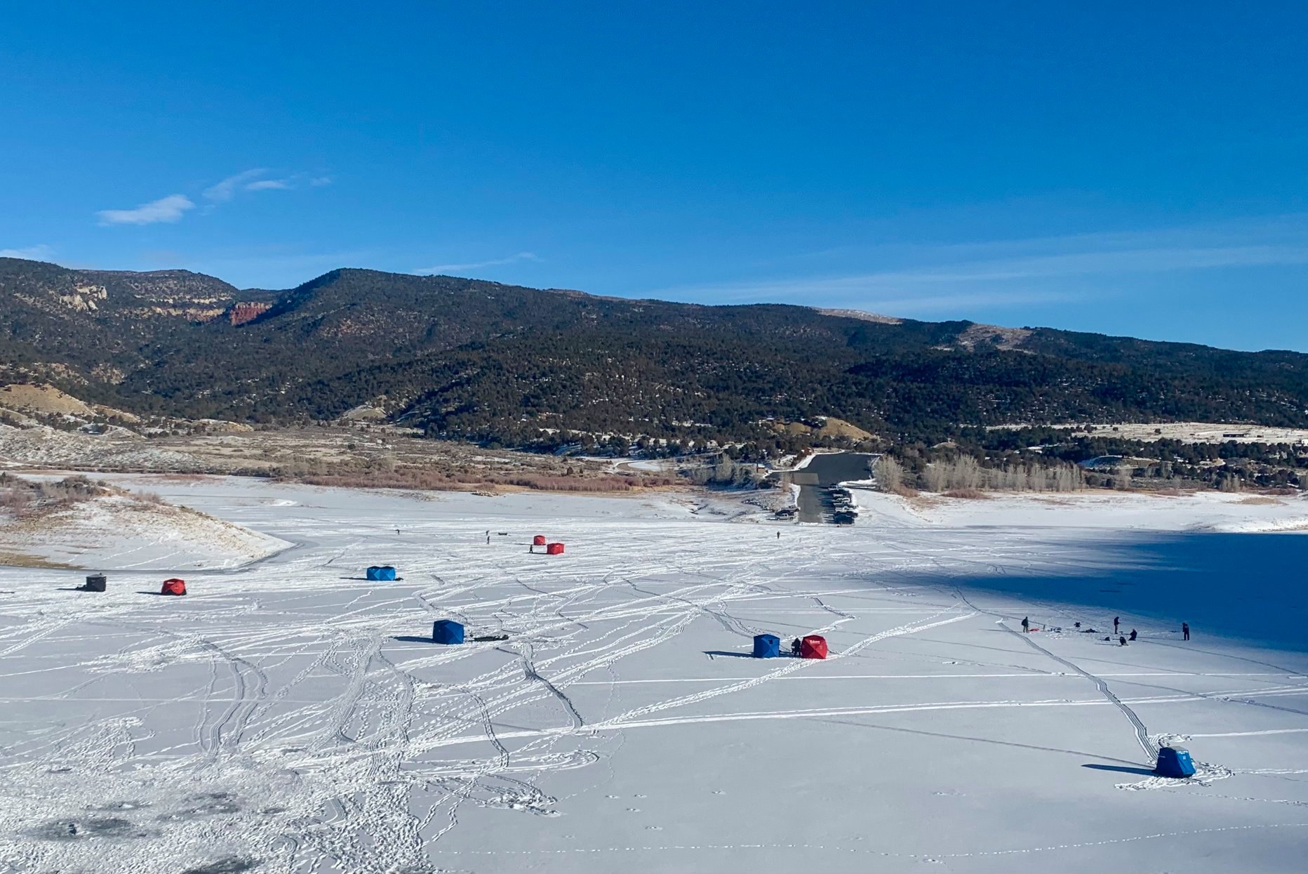 image of ice fishing at harvey gap state park