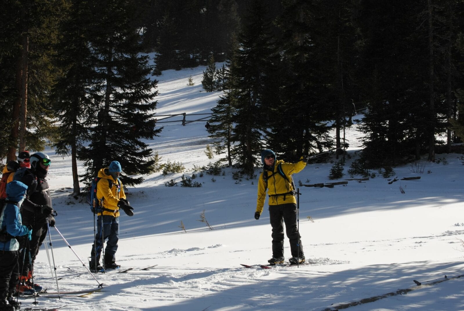 Image of instructors teaching avalanche safety at Kent Mountain Adventure Center in Estes Park, Colorado