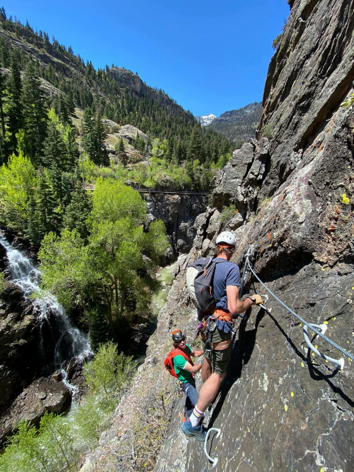 Image of climbers on the Ouray Via Ferrata in Colorado