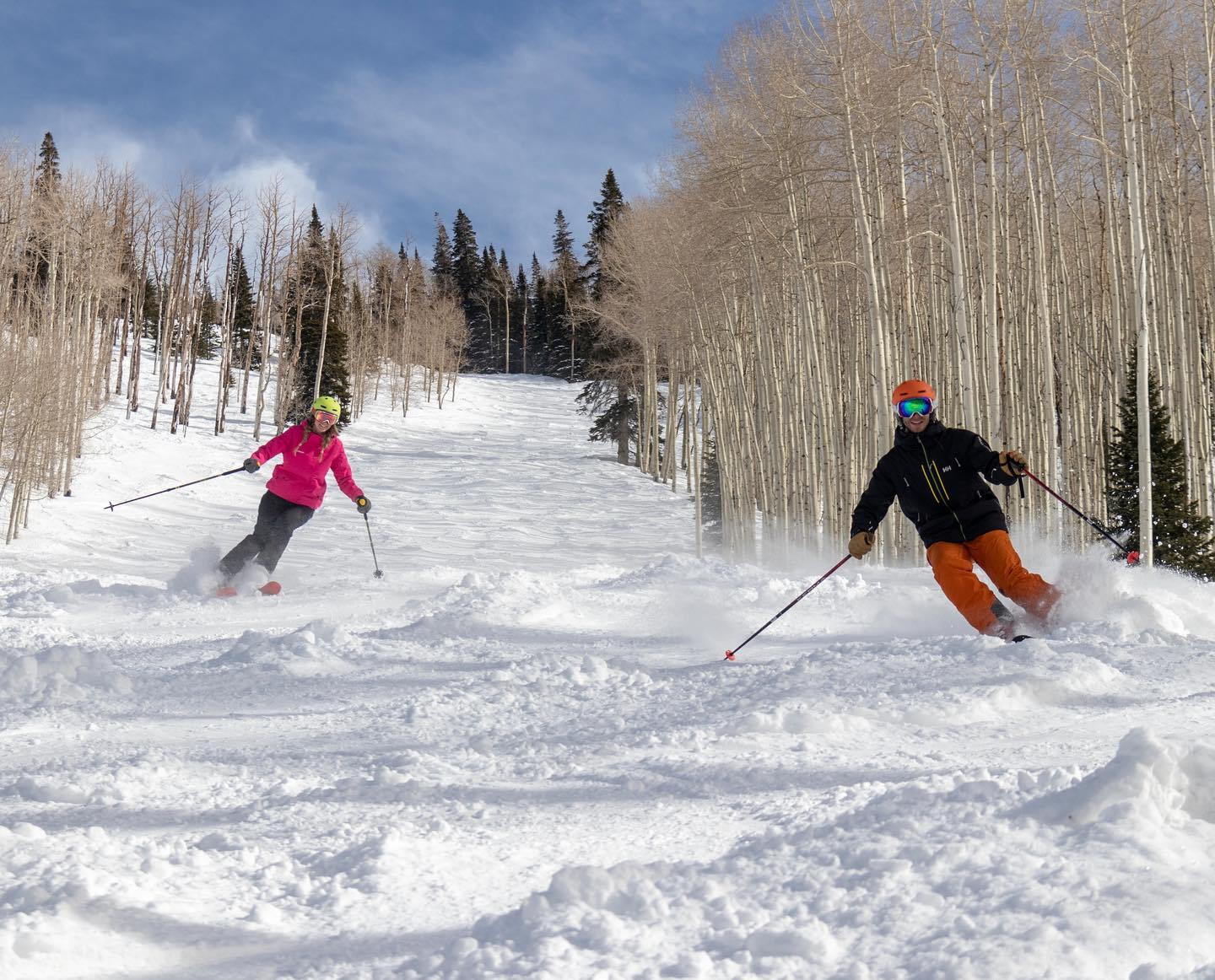 image of skiers at powderhorn resort