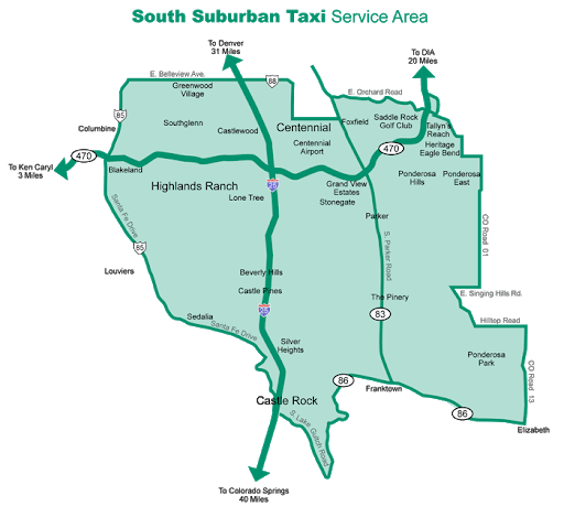 South Suburban Taxi Servicer Map