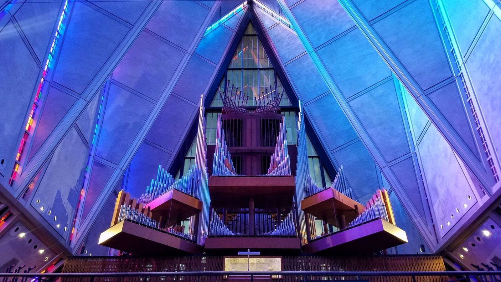 Image of the interior of the US Air Force Cadet Chapel in Colorado Springs, Colorado