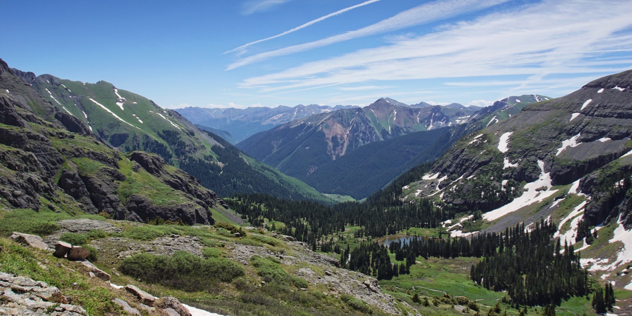 Hiking along Ice Lake Trail Silverton Colorado Valley View