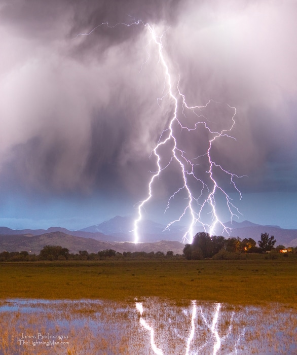 Lightning Strikes Longs Peak Boulder County Colorado