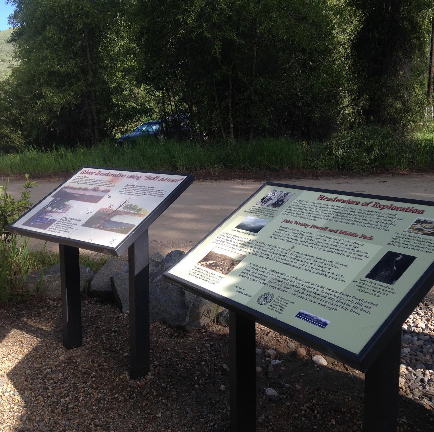 Image of informational signage at Pioneer Park in Hot Sulphur Springs, Colorado