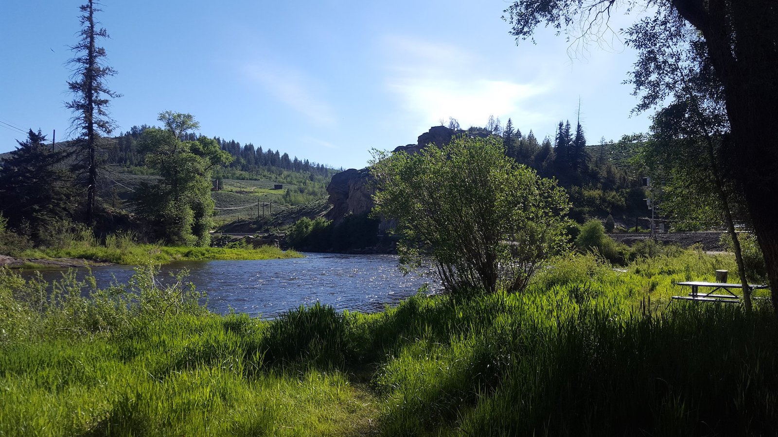 Image of the Colorado River flowing through Pioneer Park in Hot Sulphur Springs, Colorado