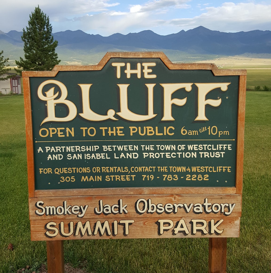 Image of the bluff and summit park sign in westcliffe, colorado