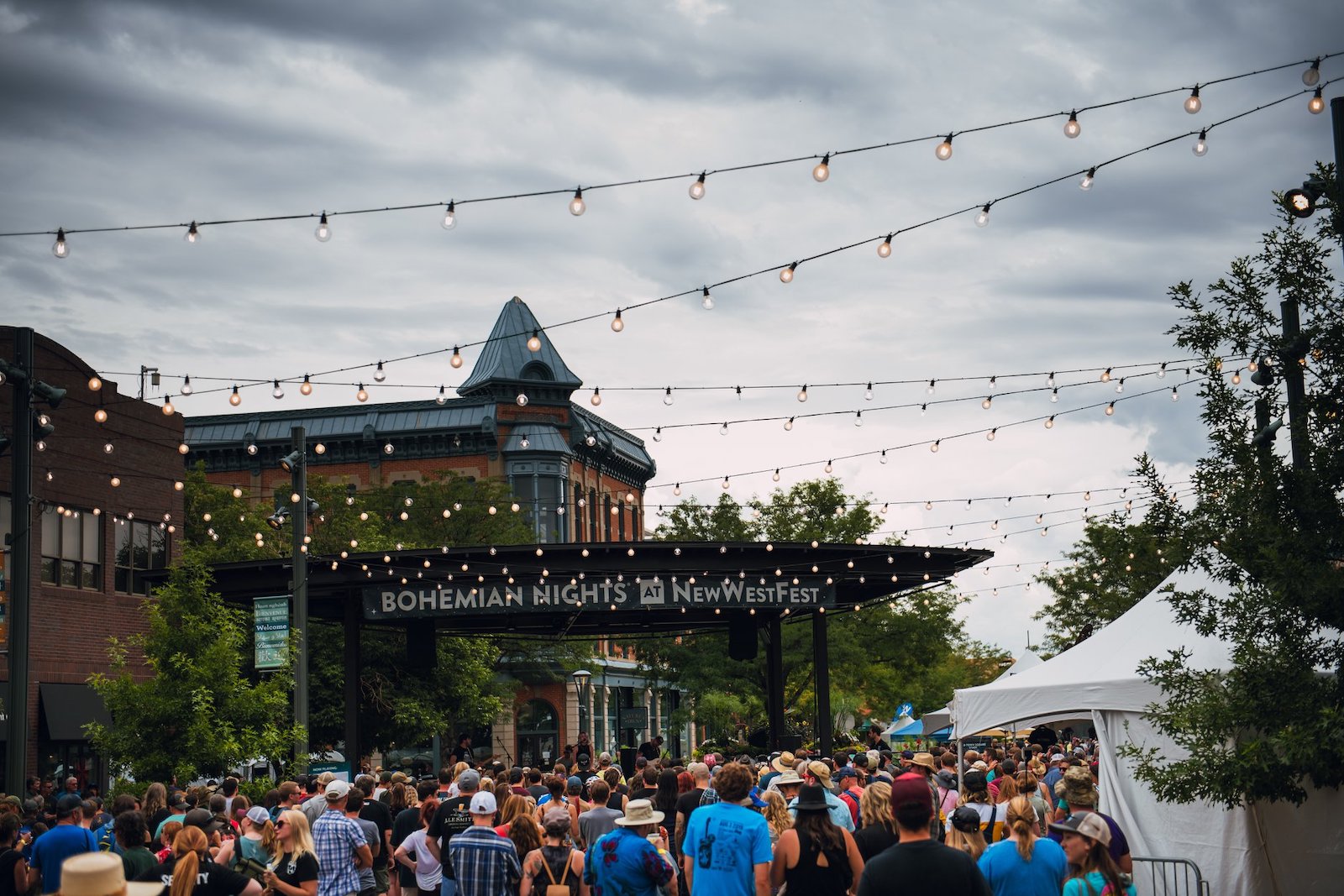 Image of the Old Town Square Stage at Bohemian Nights at NewWestFest in Fort Collins, Colorado