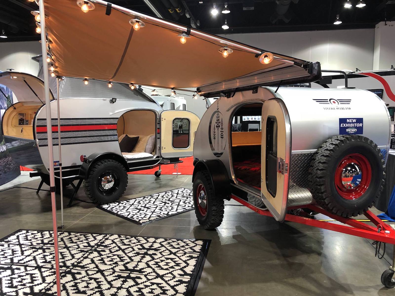 Image of the Vintage Overland caravans at a expo