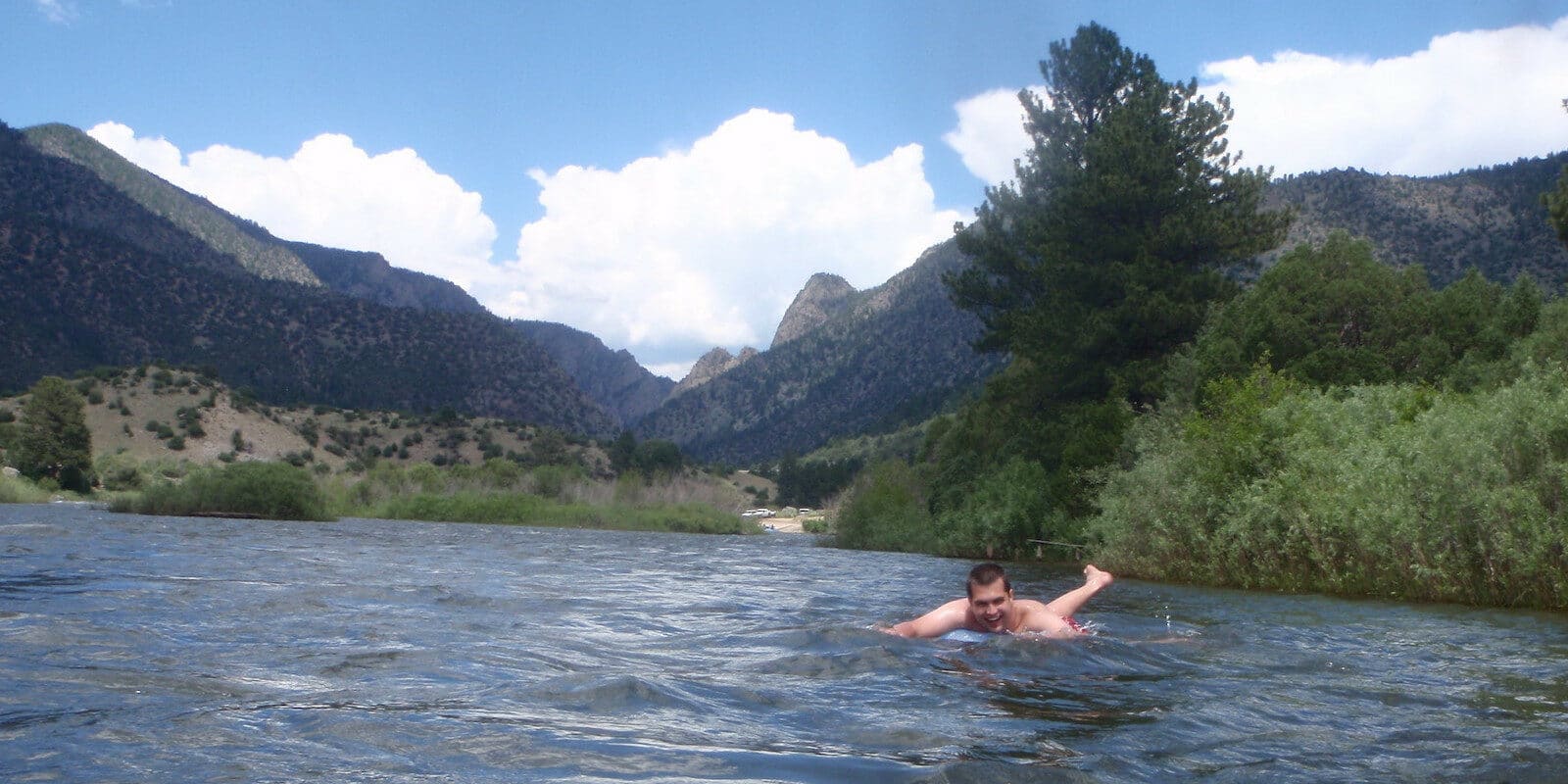 Image of a person floating down the Colorado River