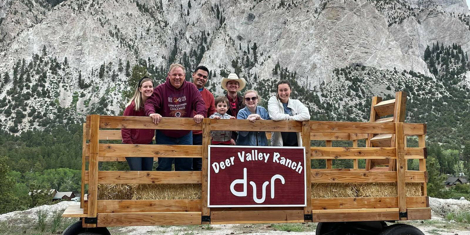 Image of people on a wagon at the Deer Valley Ranch