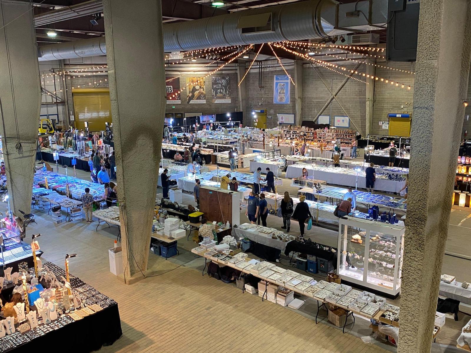 Image of the stands at the Denver Mineral Show in Colorado