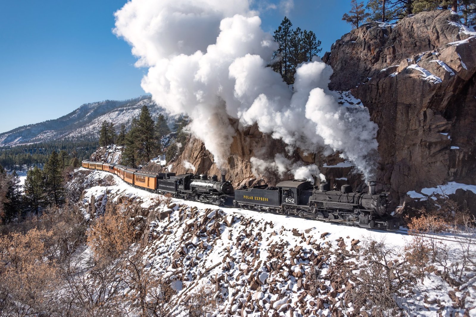 Image of the Polar Express train in Durango, Colorado