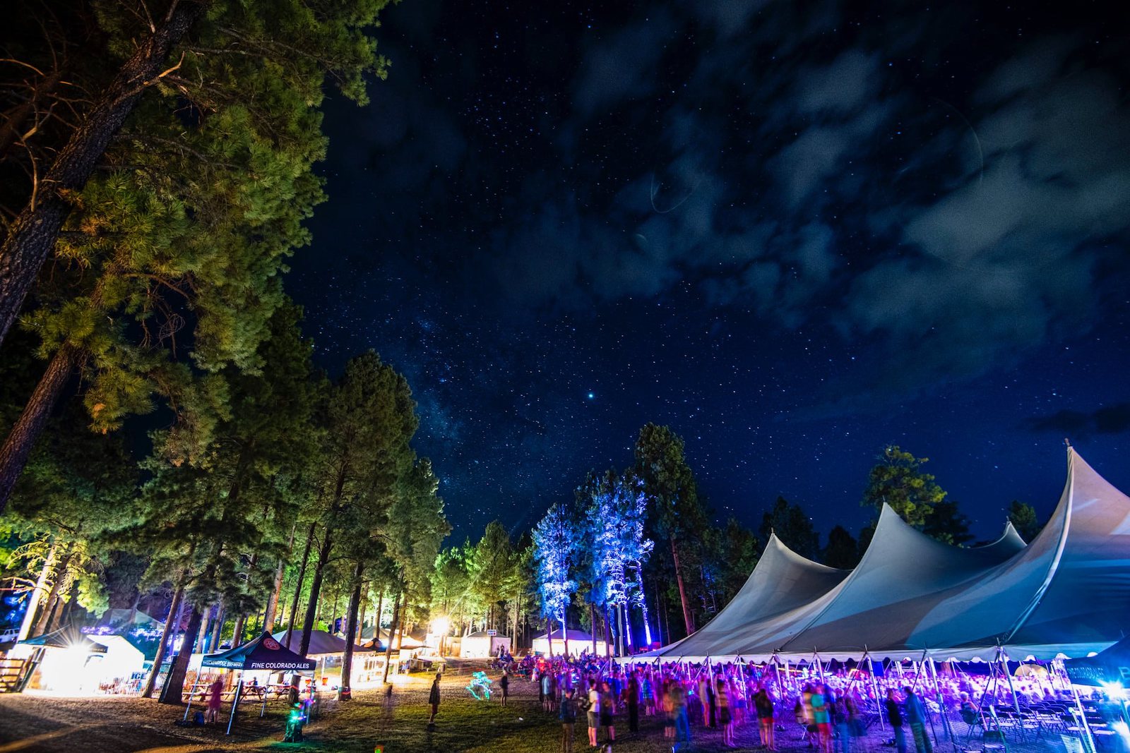 Image of the Four Corners Music Festival in Pagosa Springs, Colorado at night