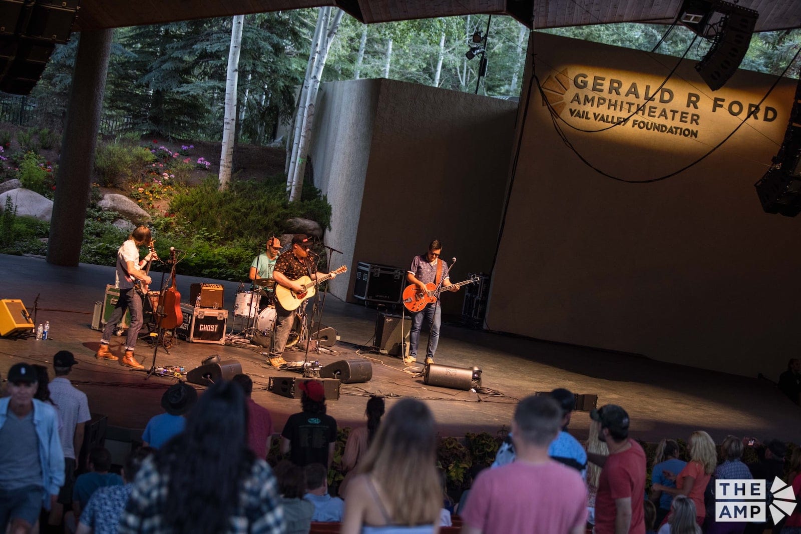 Image of a band performing at the Gerald R. Ford Amphitheater in Vail, Colorado