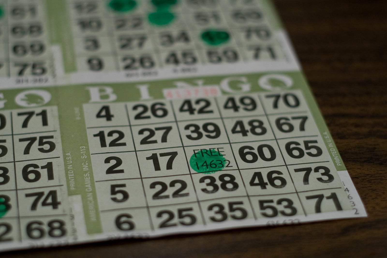 Image of a green bingo card