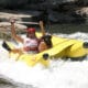 Gunnison River Festival Rafter on Banana Boat in Whitewater Park