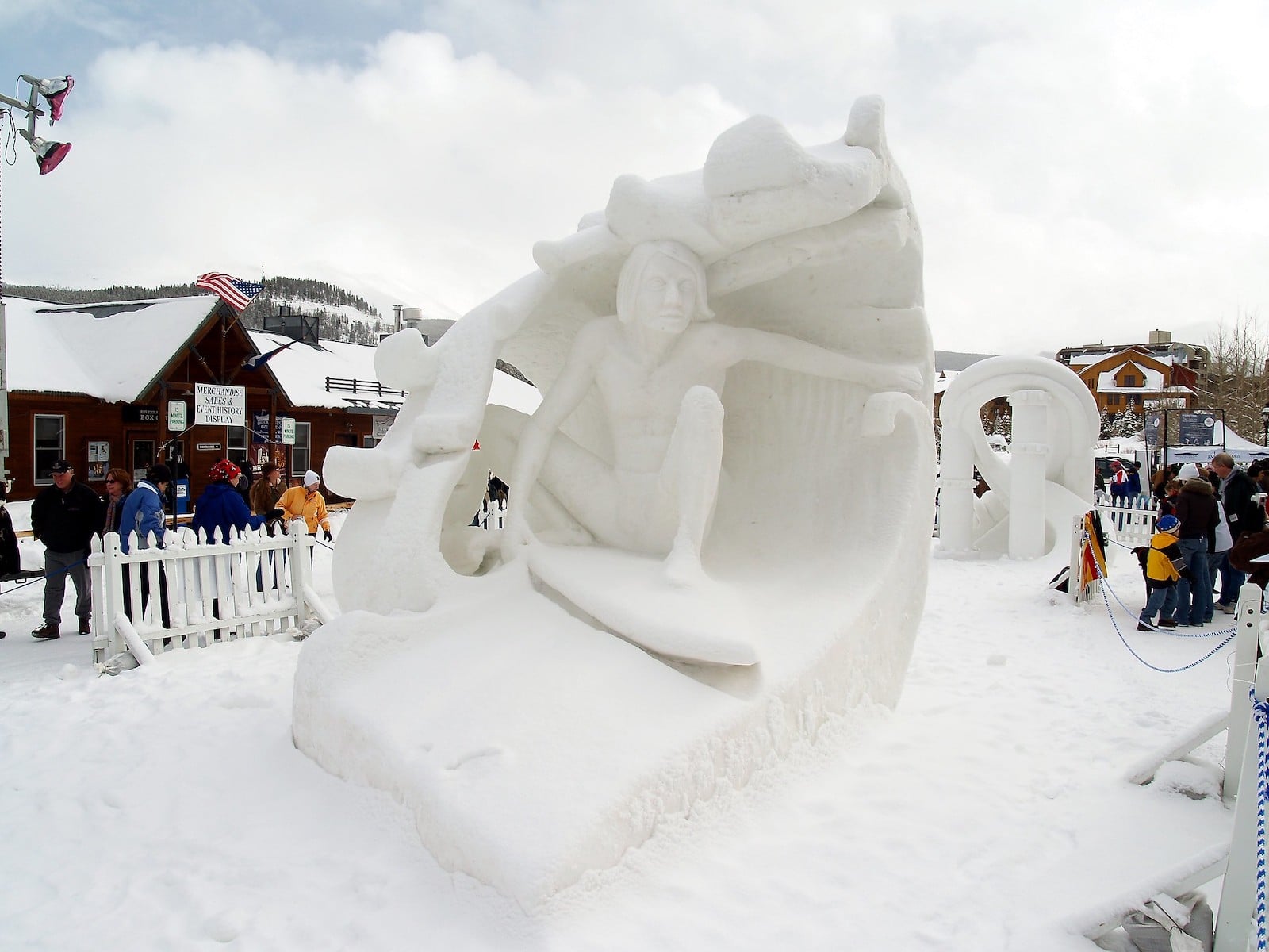 Image of a ice sculptor depicting a person riding a wave