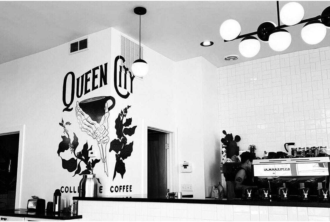 Image of the inside of a Queen City Collective Coffee shop in Denver, Colorado