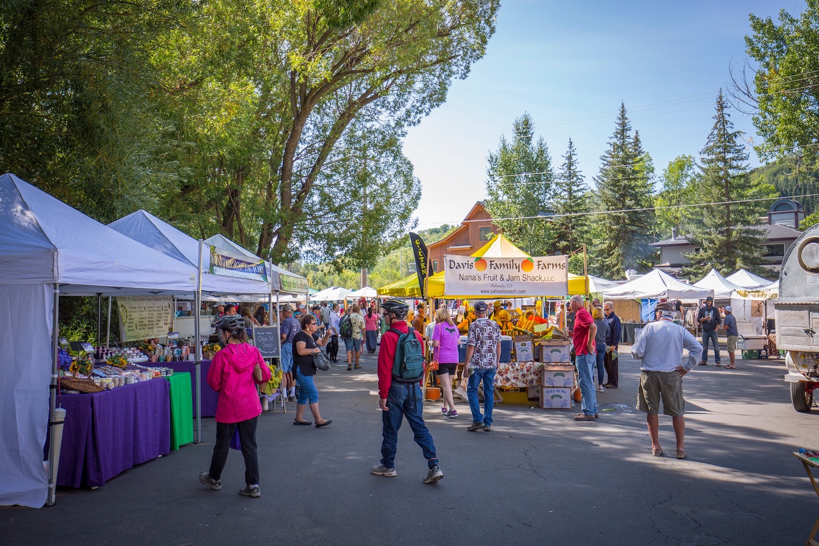 Image of people at the Steamboat Springs Farmer's Market in Colorado