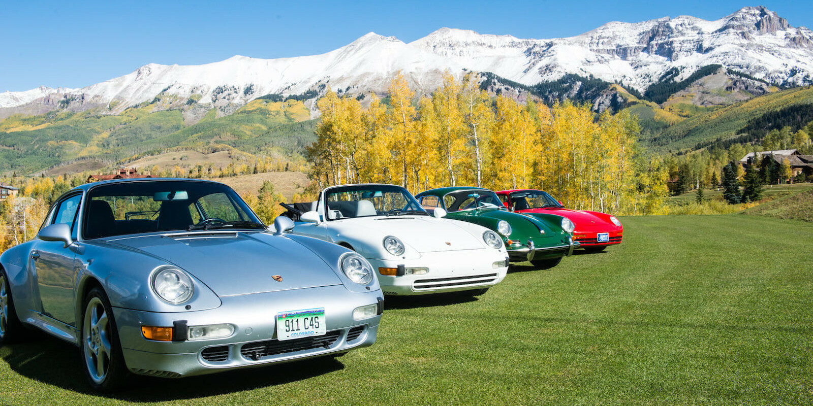 Image of cars lined up for the Telluride Autumn Classic in Colorado