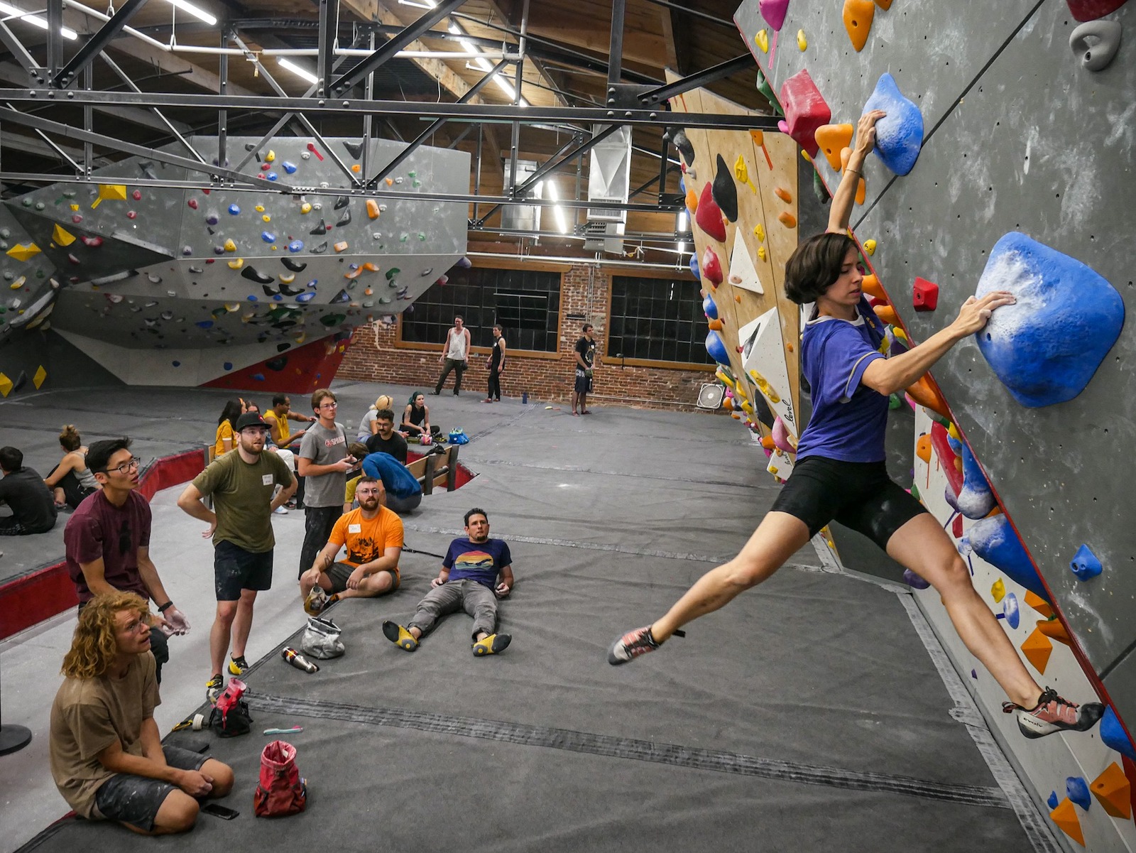 Image of people bouldering at The Spot in Denver, Colorado