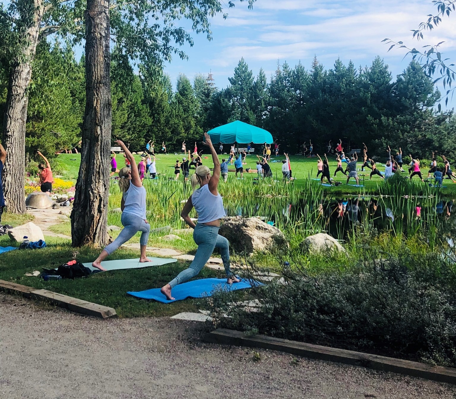 Image of people doing Yoga in the Botanic Park in Steamboat Springs, Colorado