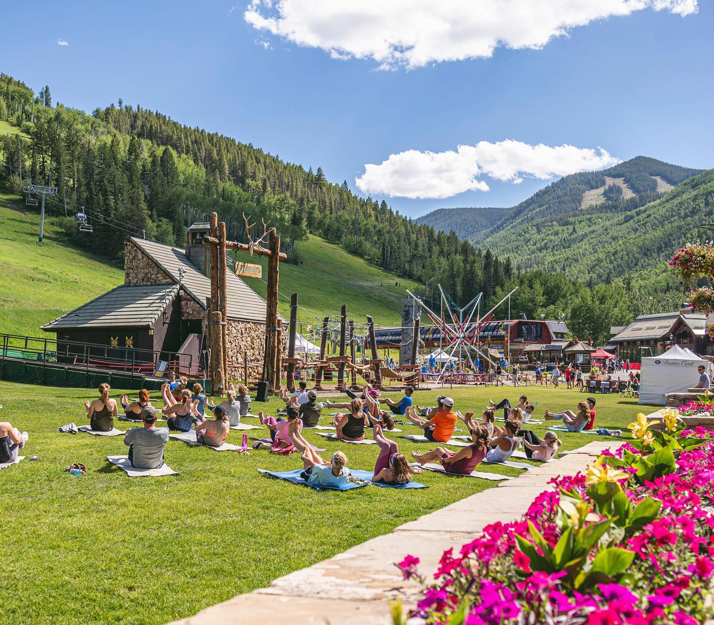 Image of people doing yoga at Beaver Creek Mountain in Colorado