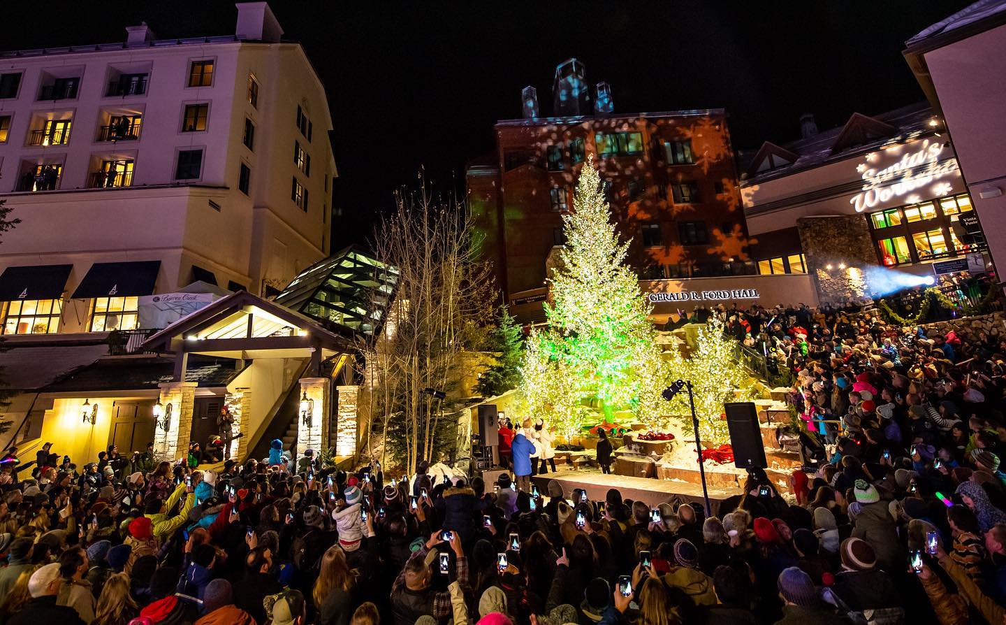 Image of the tree lighting ceremony in Beaver Creek, Colorado